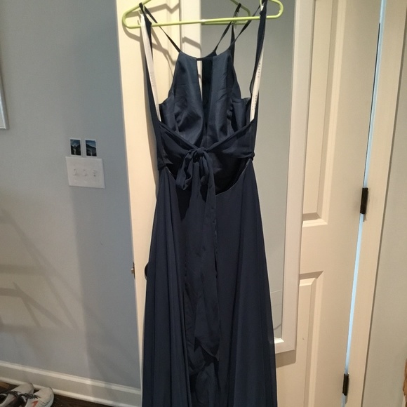 Azazie Evaleen Bridesmaid dress, A6, Neptune/dark blue color - Picture 3 of 5